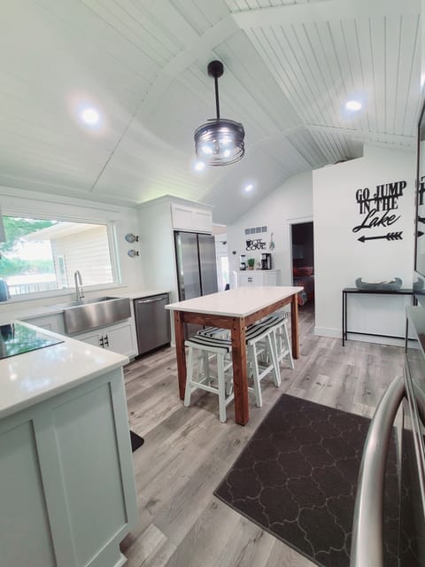 Breathtaking view of the lake from the kitchen farmhouse sink 