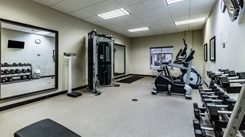 Stay on track with treadmills, free weights, and ellipticals in the 24-hour fitness center