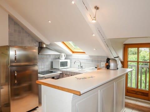 Cabinetry, Countertop, Kitchen Appliance, Kitchen, Kitchen Stove, Home Appliance, Wood, Building, Lighting, Gas Stove