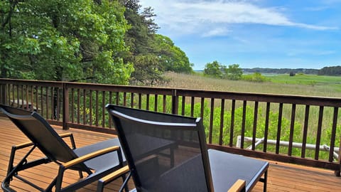 Relax and enjoy the ever changing tidal marsh views, here tide out