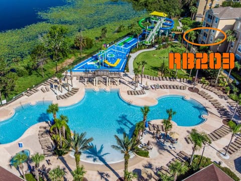 Directly next to and overlooking the resort pool and water park. The BEST location - in the best location! 