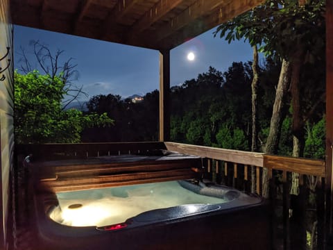 Hot Tub off primary bedroom with full moon view