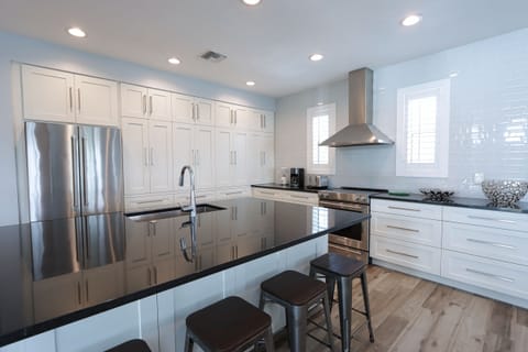 Kitchen with stainless steel appliances