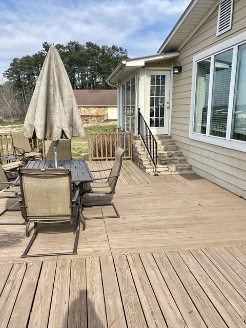 Deck off of dining room.
