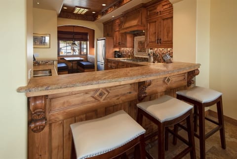 Bar height seating adds additional seating options