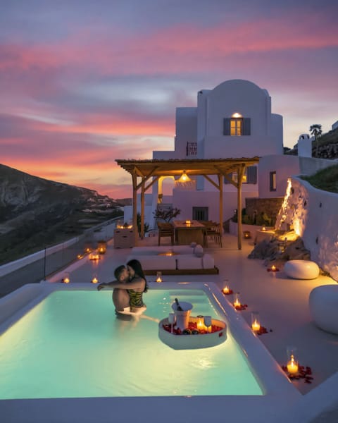 pool area during sunset