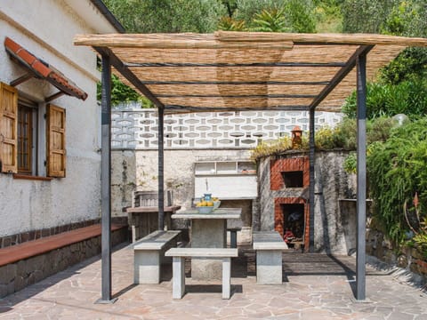 Furniture, Garden, Outdoor Furniture, Outdoor Structure, Outdoor Table, Shade, Backyard, Natural Material, Wood Stain, Pergola