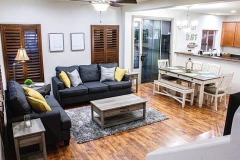 Cozy downstairs with ample seating. TV with high speed WI-FI for streaming!