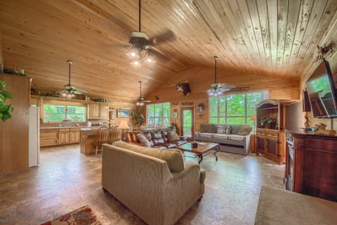 Open living room and kitchen.