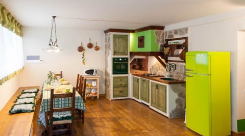 Green Apt, family style kitchen