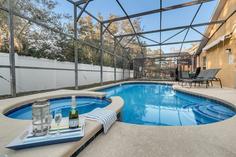Hot tub for relaxing while the kids play in the game room
