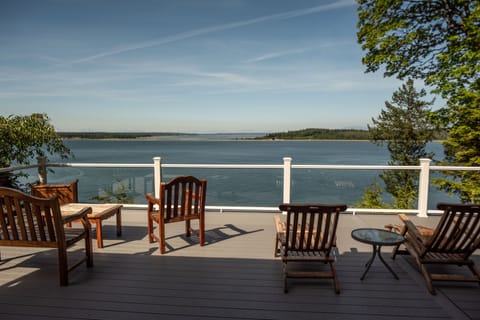Relax on the deck and enjoy the view of Hales Passage