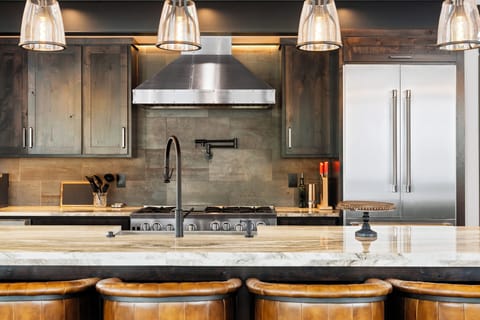 14' island - seats 5, outlets for appliances & charging