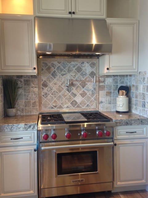 new kitchen with ocean and pool view