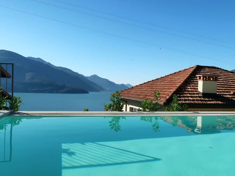 Water, Sky, Building, Property, Mountain, Swimming Pool, Azure, Rectangle, House, Shade