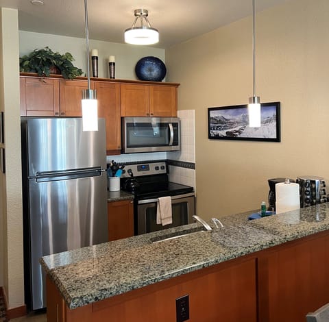 Kitchen with Stainless Appliances.  Equipped with everything you need.