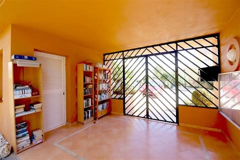 One of the entrances to the complex with communal library area