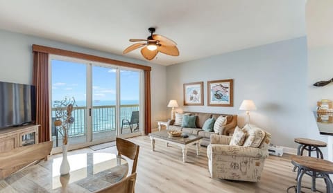 Relax in your bright living room with stunning ocean views and coastal breezes from your private balcony.