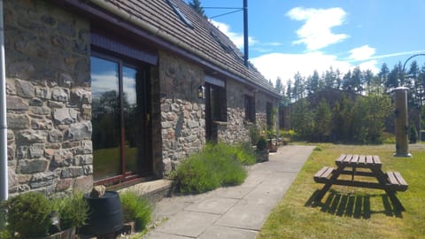 Patio area with picnic table