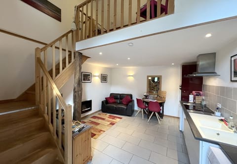 Living area with electric heater.