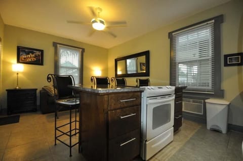 View of front room with full kitchen and living space