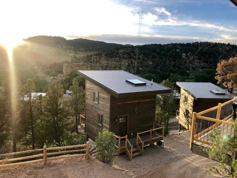 Treetop cabin views surrounded by peaceful Southern Utah scenery, creating a cozy and unique stay at East Zion Resort.