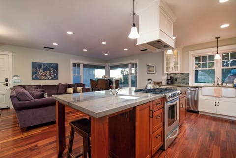 Large living space in the front living and dining room which opens to the kitchen
