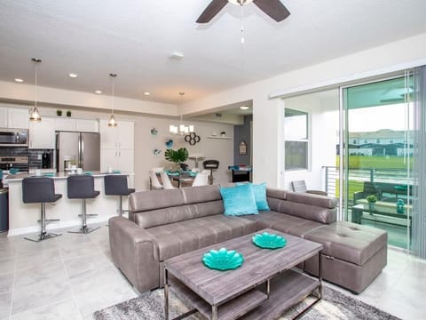 Great Family Room w Comfort and Game Area