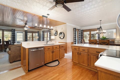Kitchen is light and airy with plenty of window views