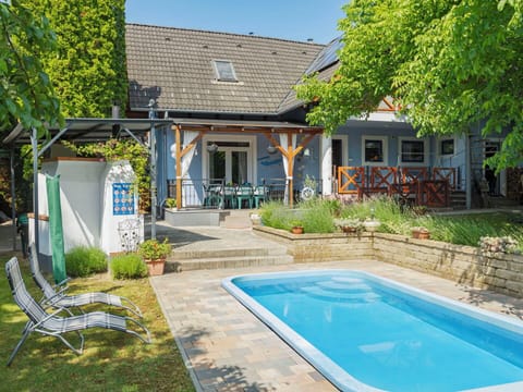 Blue, House, Home, Residential Area, Roof, Cottage, Estate, Swimming Pool, Resort, Garden