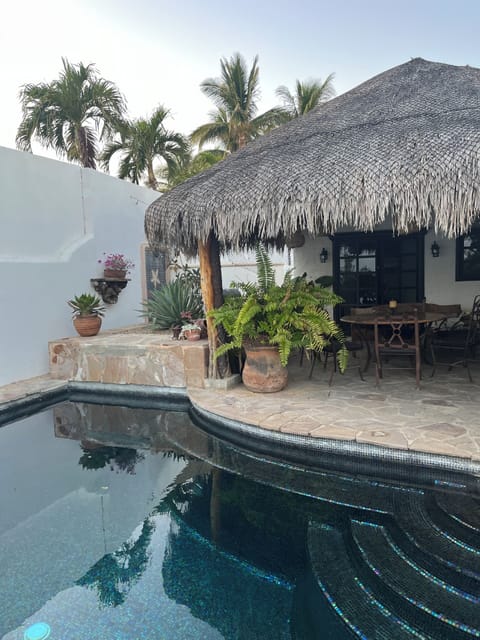 Gorgeous private pool with palapa.  Palapa has romantic lighting and seats 6.