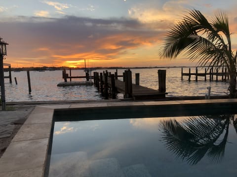 Sunrise from the new heated pool 10 feet from Sarasota Bay 
