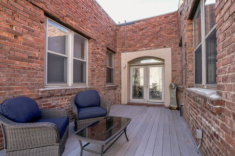 Patio overlooking O Street with gas grill (not shown)