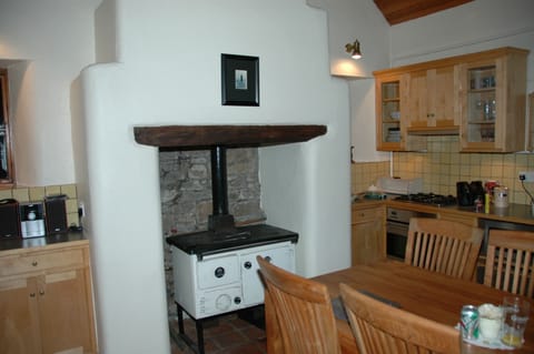 Wood and peat-burning Stanley stove in the kitchen