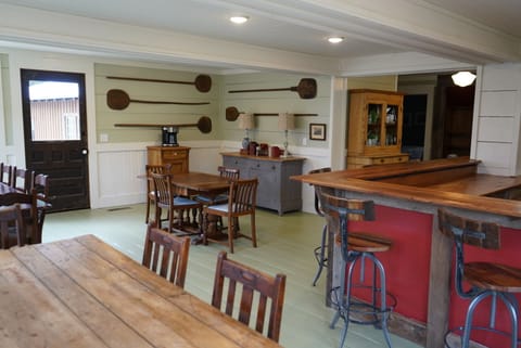 The feel of the kitchen and dining space is comfortable and homey.