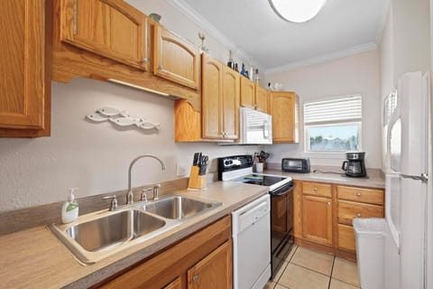 The kitchen is fully stocked with everything you need to prepare meals just like at home