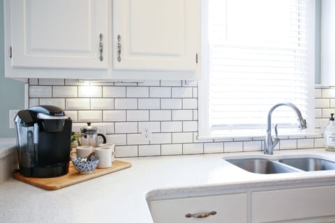 Coffee station with supplies to get your stay started