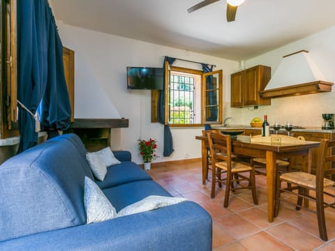 Table, Furniture, Property, Blue, Azure, Comfort, Interior Design, Plant, Pillow, Television