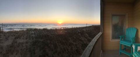 Beautiful sunrise from the oceanfront balcony. 