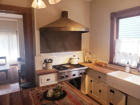 Kitchen with Viking gas cooktop and oven