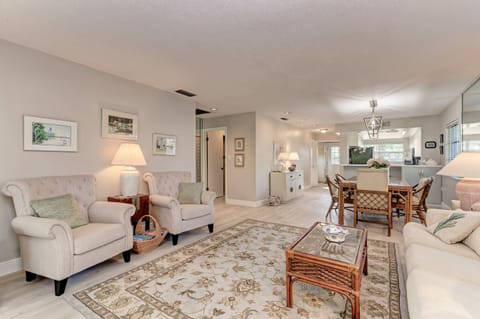 Seating and conversation area. The sofa pulls out to a queen size sleeper