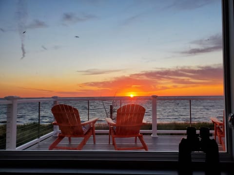 Deck is perfect for beautiful sunrises and full moons over the bay