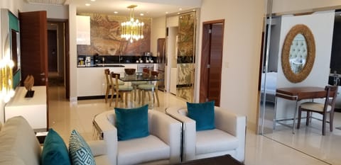 Living room, dinning area and kitchen