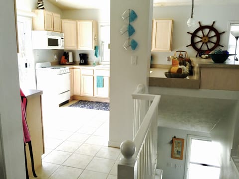 Entering the kitchen area from the top of the steps