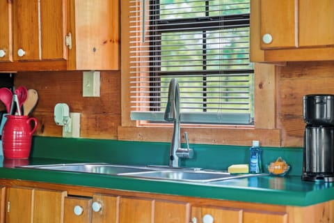 Your private coffee station — wake up slow with a fresh brew and forest views.