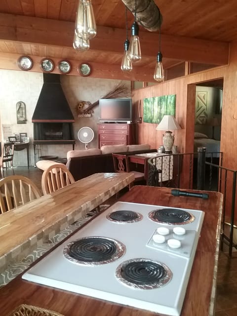 Kitchen area looking into living room.