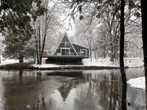 Looking at cabin from across the river