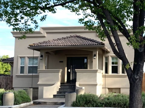 Locust Street Firehouse.  Walkway flanked with Azaleas.