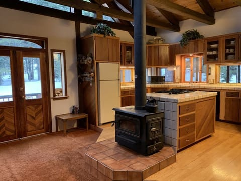 Wood stove in upstairs living room