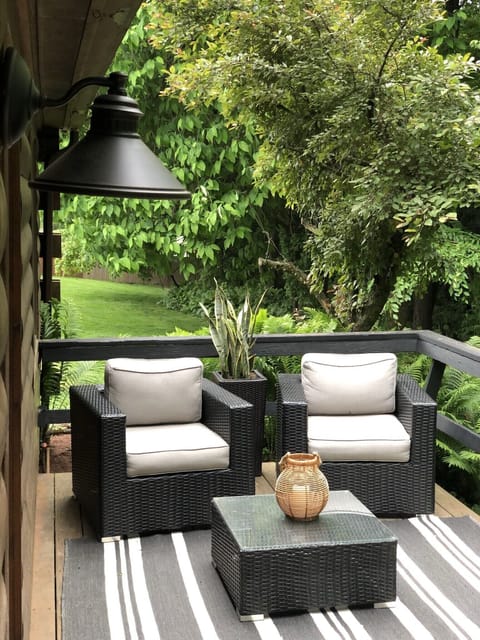 Private deck space with grill and extra seating